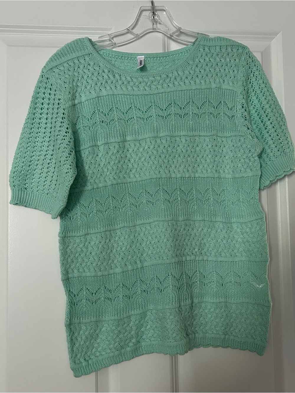 Dokotoo Mint Green Knit Short Sleeve Cotton blend Sweater Sz S